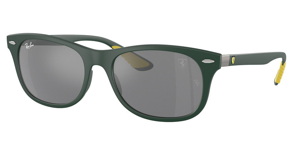 Ray-Ban RB4607M rectangle sunglasses in Matte Green/Grey Mirror Silver