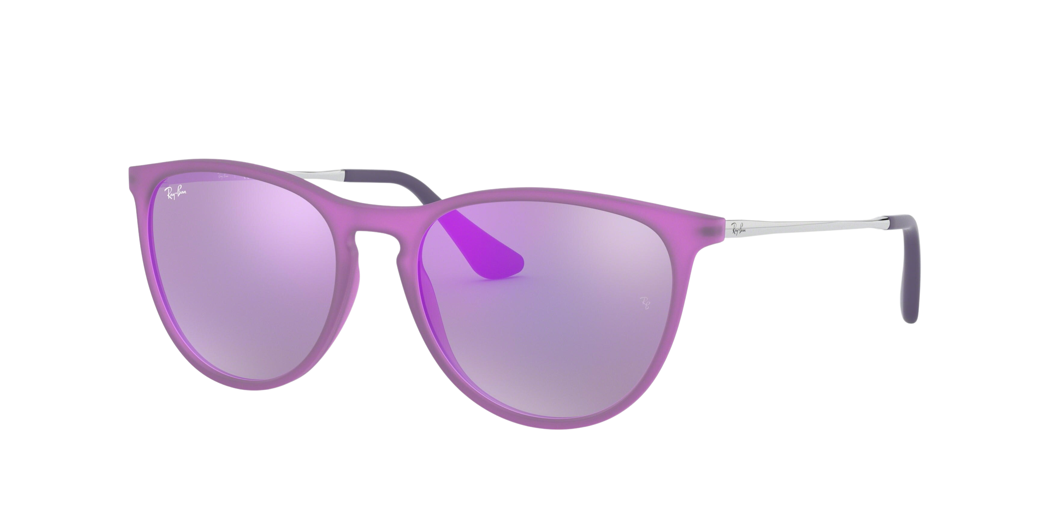 Ray-Ban RJ9060SF round sunglasses in Violet Fluo Trasp Rubber