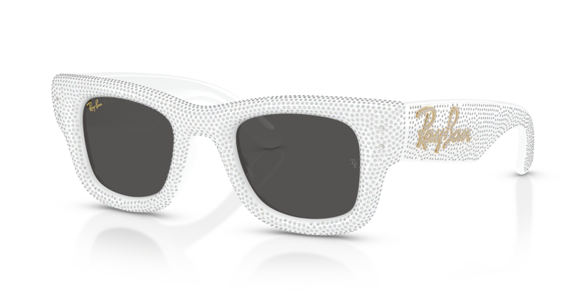 Ray-Ban RB4940BP WAYFARER PUFFER square sunglasses in White With Strass Pave/Ultra Black
