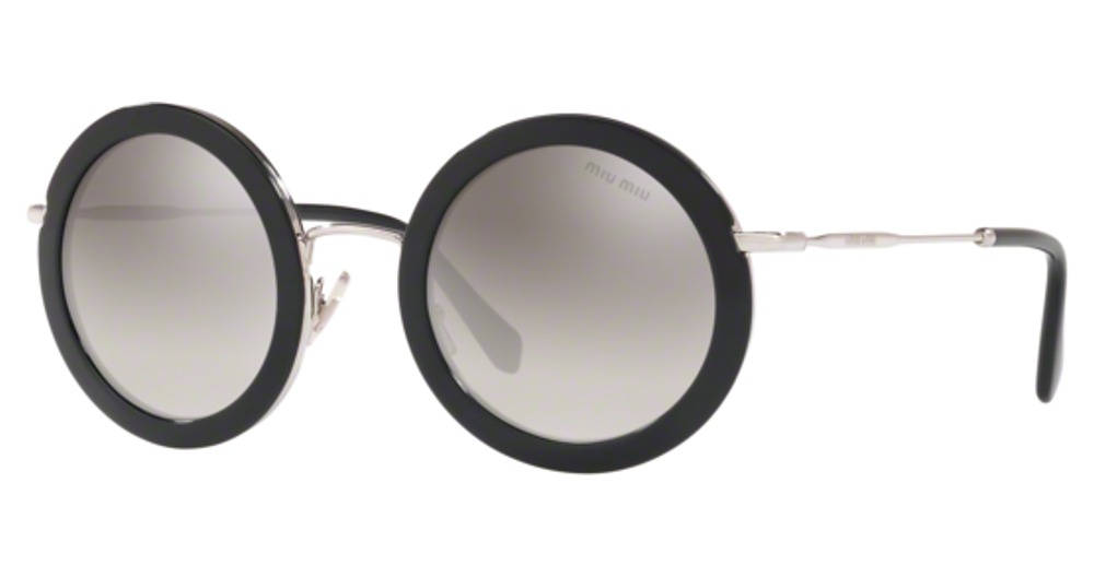 Miu Miu MU 59US CORE COLLECTION round sunglasses in Black/Gradient Grey Mirror Silver