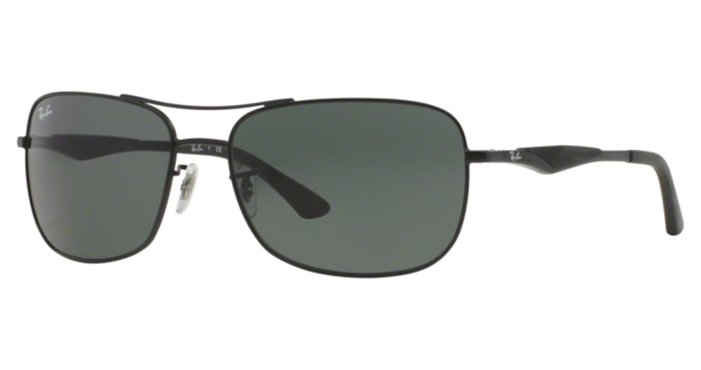 Ray-Ban RB3515 round sunglasses in Matte Black/Dark Green