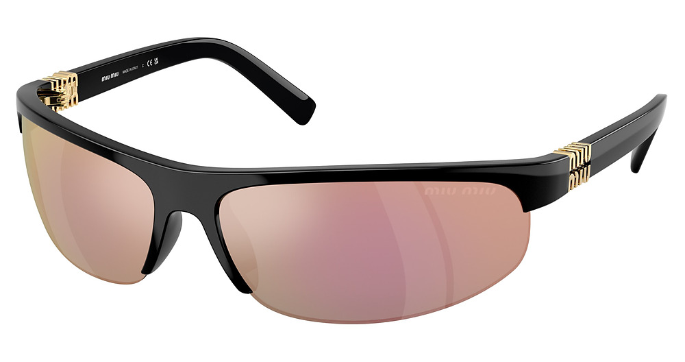 Miu Miu MU A02SF rectangle sunglasses in Black/Dark Grey Mirror Pink