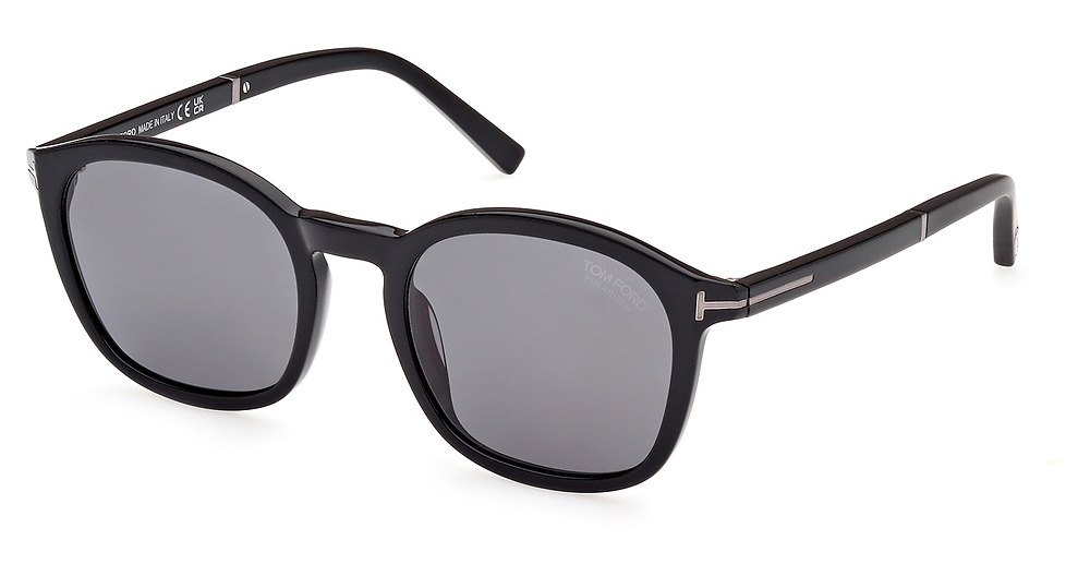 Tom Ford FT1020-N square sunglasses in Shiny Black/Smoke Polarized