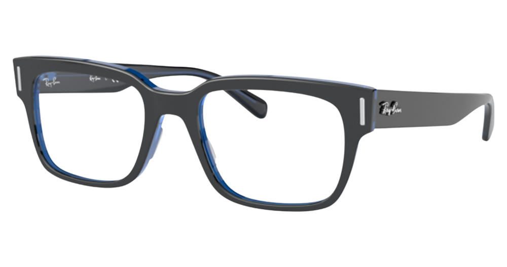 Ray-Ban RX5388 JEFFREY square eyeglasses in Grey on Transparent Blue