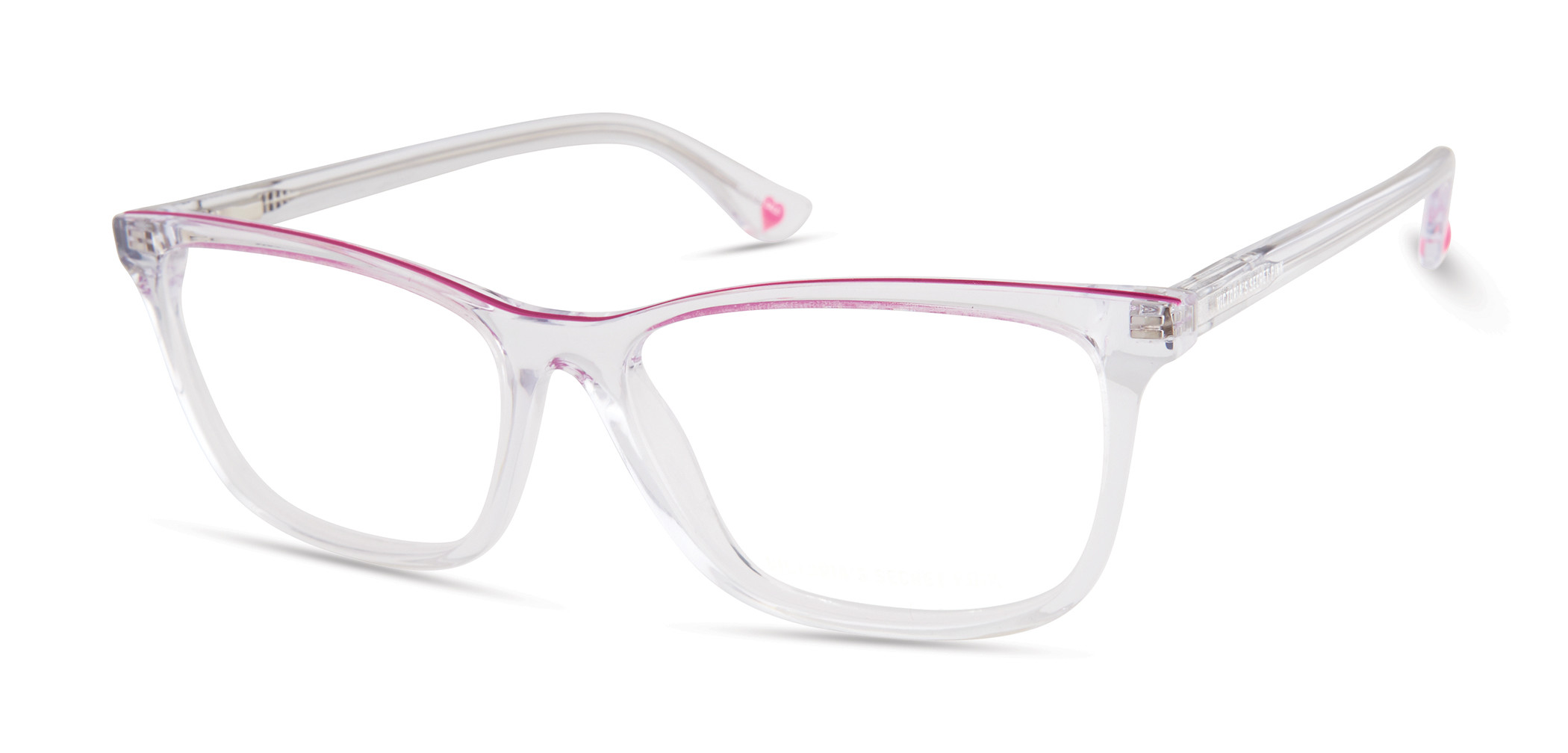 Transparent Clear/dark Pink Epoxy On Rim Top W/ Heart Temple In Clear