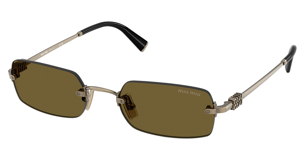 Miu Miu MU B50S rectangle sunglasses in Old Gold/Dark Brown