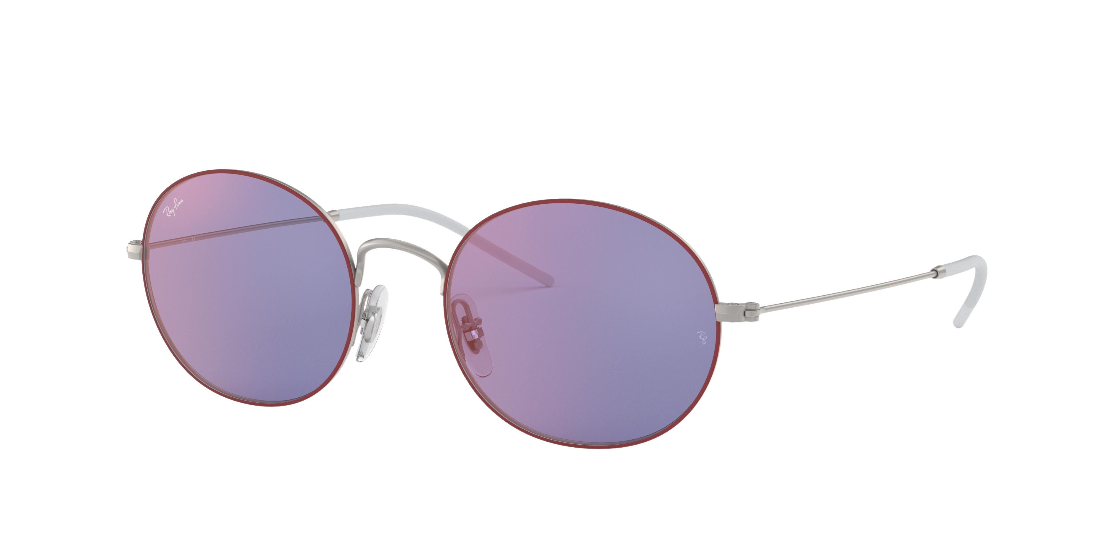 Ray-Ban RB3594 round sunglasses in Silver on Top Bordeaux
