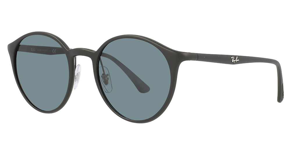 Ray-Ban RB4336 round sunglasses in Matte Black/Blue