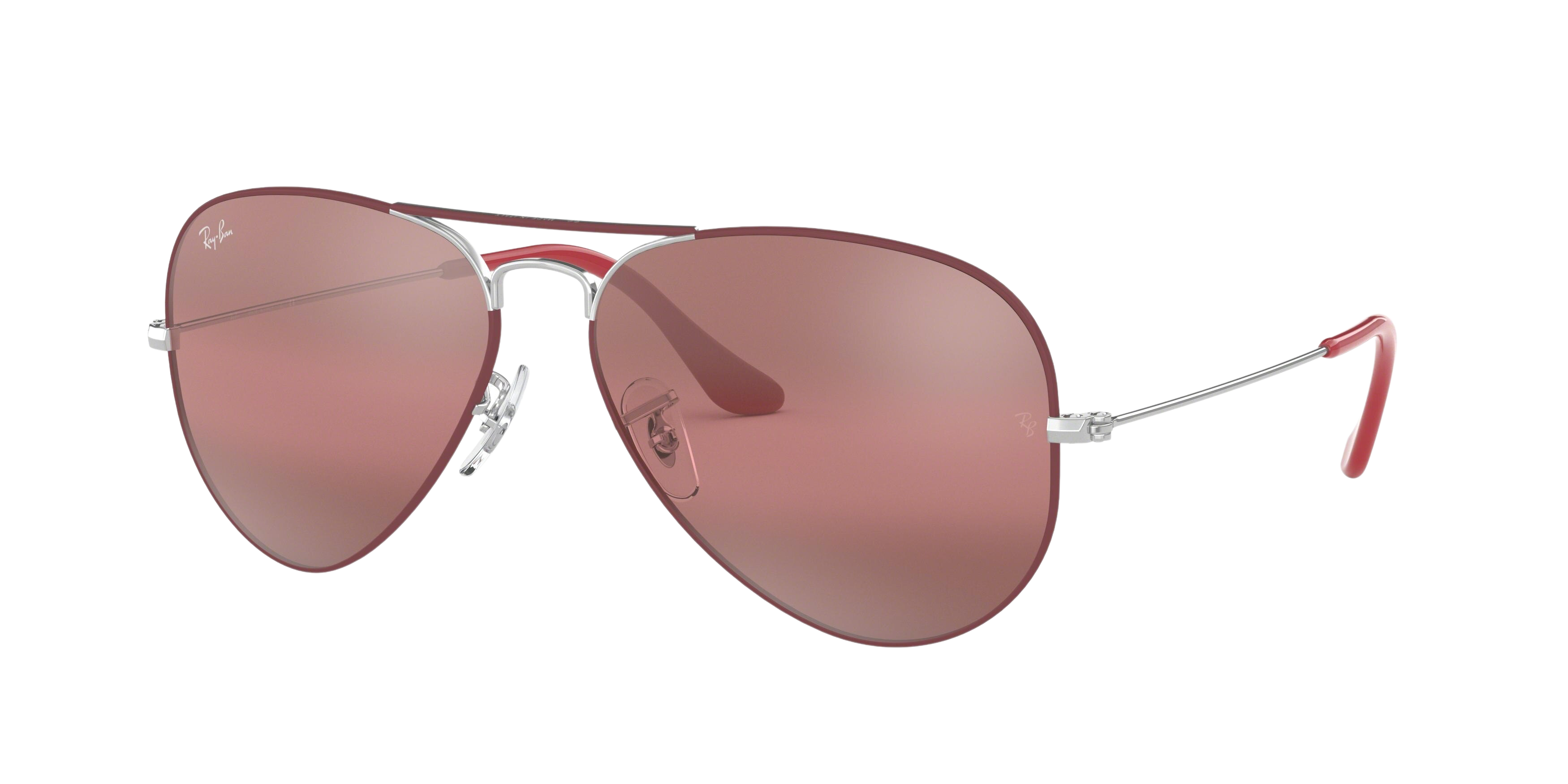 Ray-Ban RB3025 aviator sunglasses in Silver on Top Matte Bordeaux