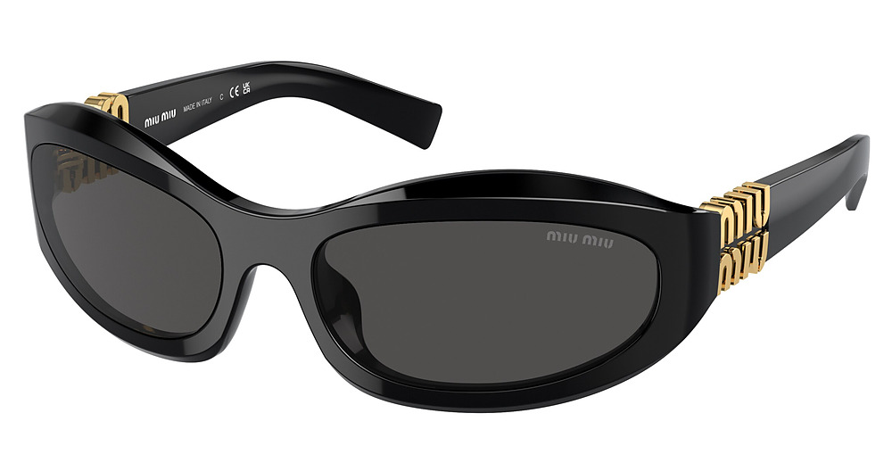 Miu Miu MU 14ZS rectangle sunglasses in Black/Dark Grey