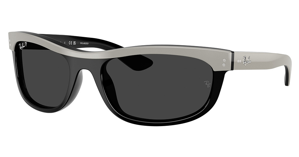 Ray-Ban RB2489 BALORAMA round sunglasses in Grey on Black/Polarized Black