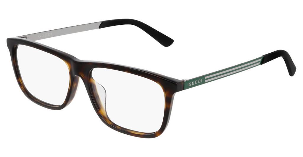 Gucci GG0696OA rectangle eyeglasses in Havana Green Transparent