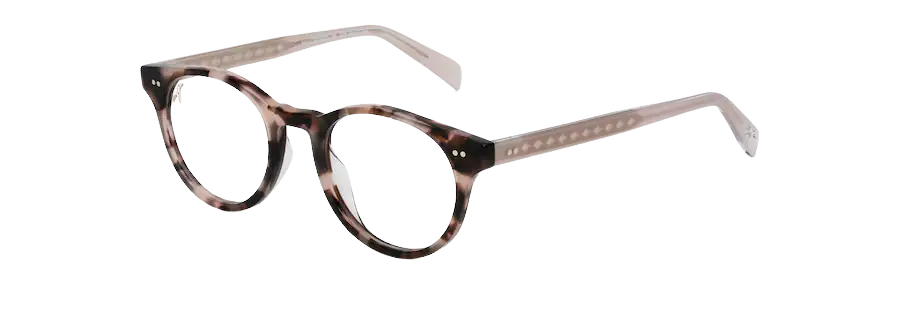pink tortoise with frosted crystal pink temples rose gold core