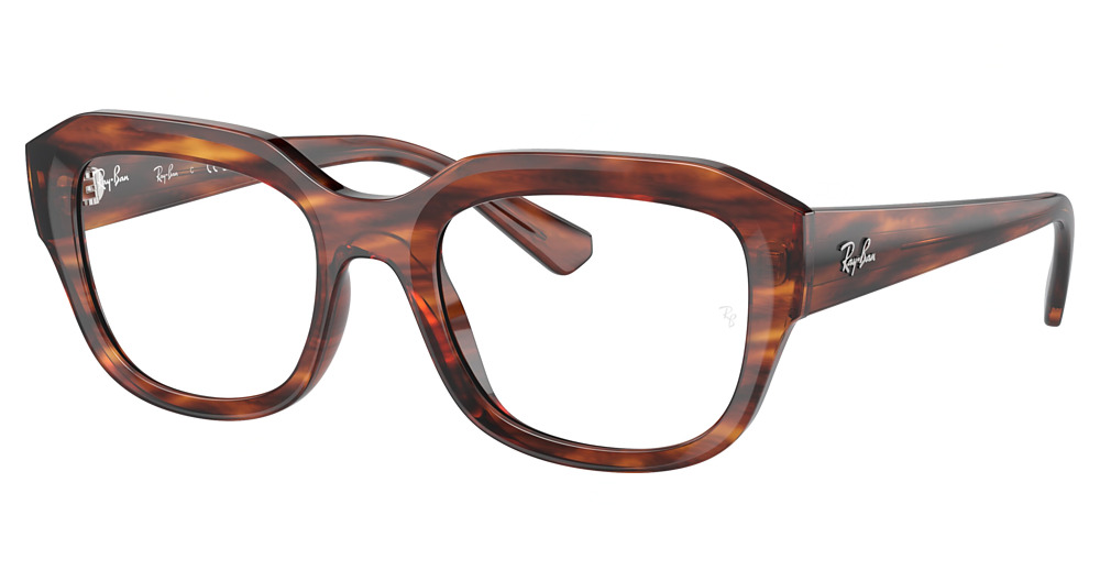 Ray-Ban RX7225F LEONID round eyeglasses in Striped Havana