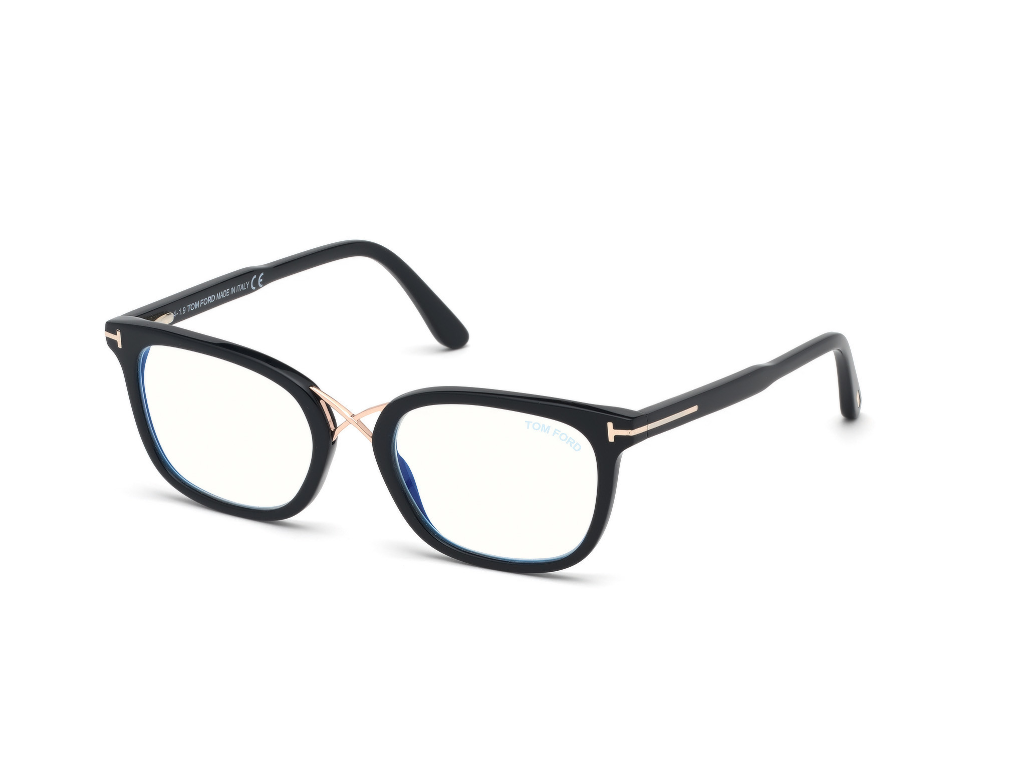 Shiny Black, Shiny Rose Gold/ Blue Block Lenses