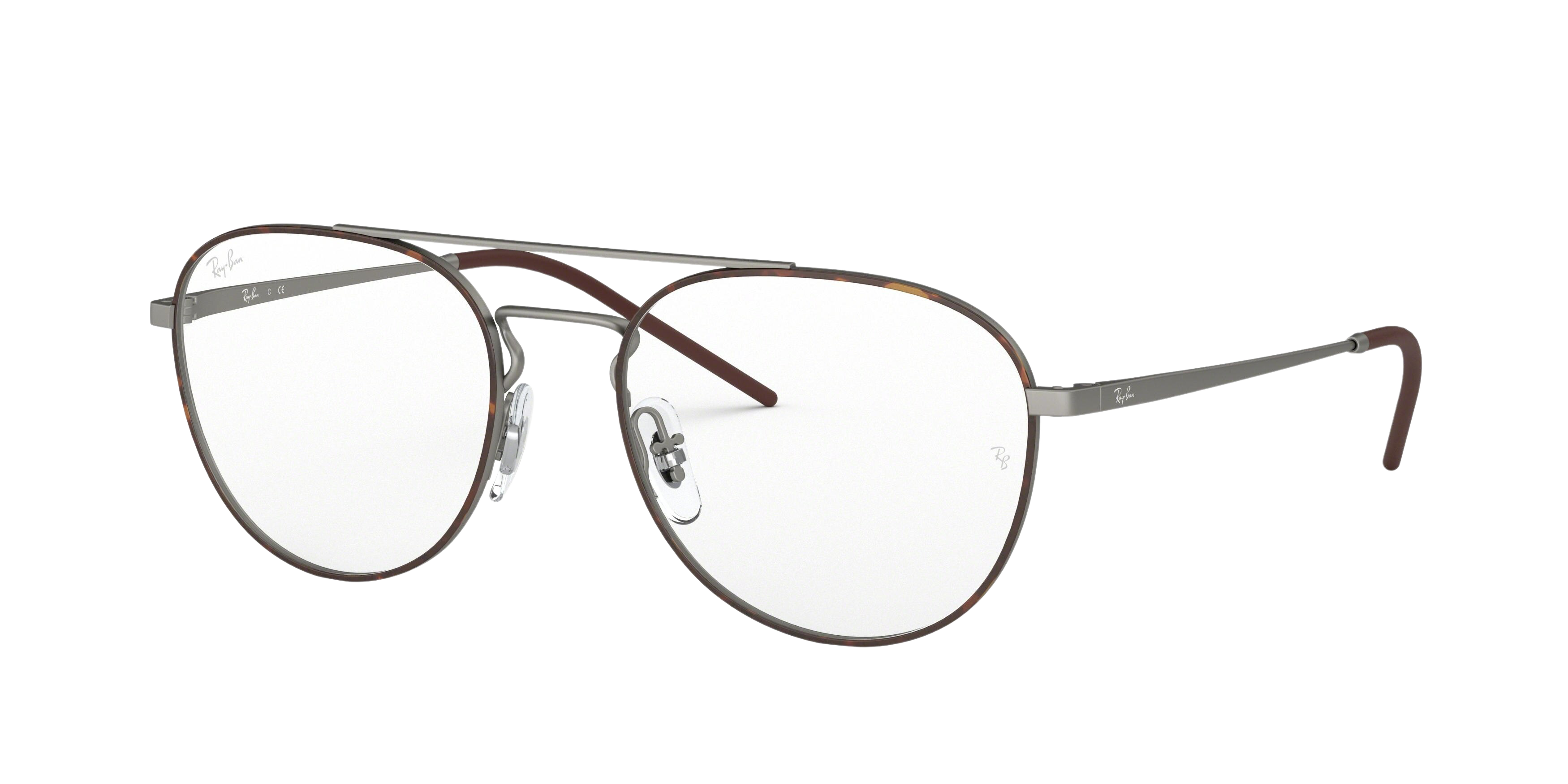 Ray-Ban RX6414 round eyeglasses in Top Havana on Rubber Gunmetal