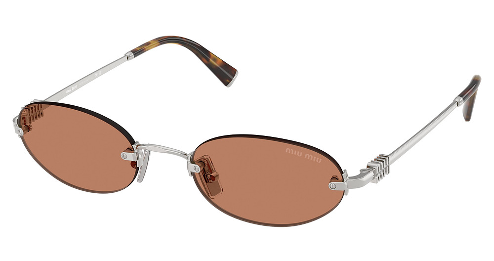 Miu Miu MU A54S round sunglasses in Silver/Brown
