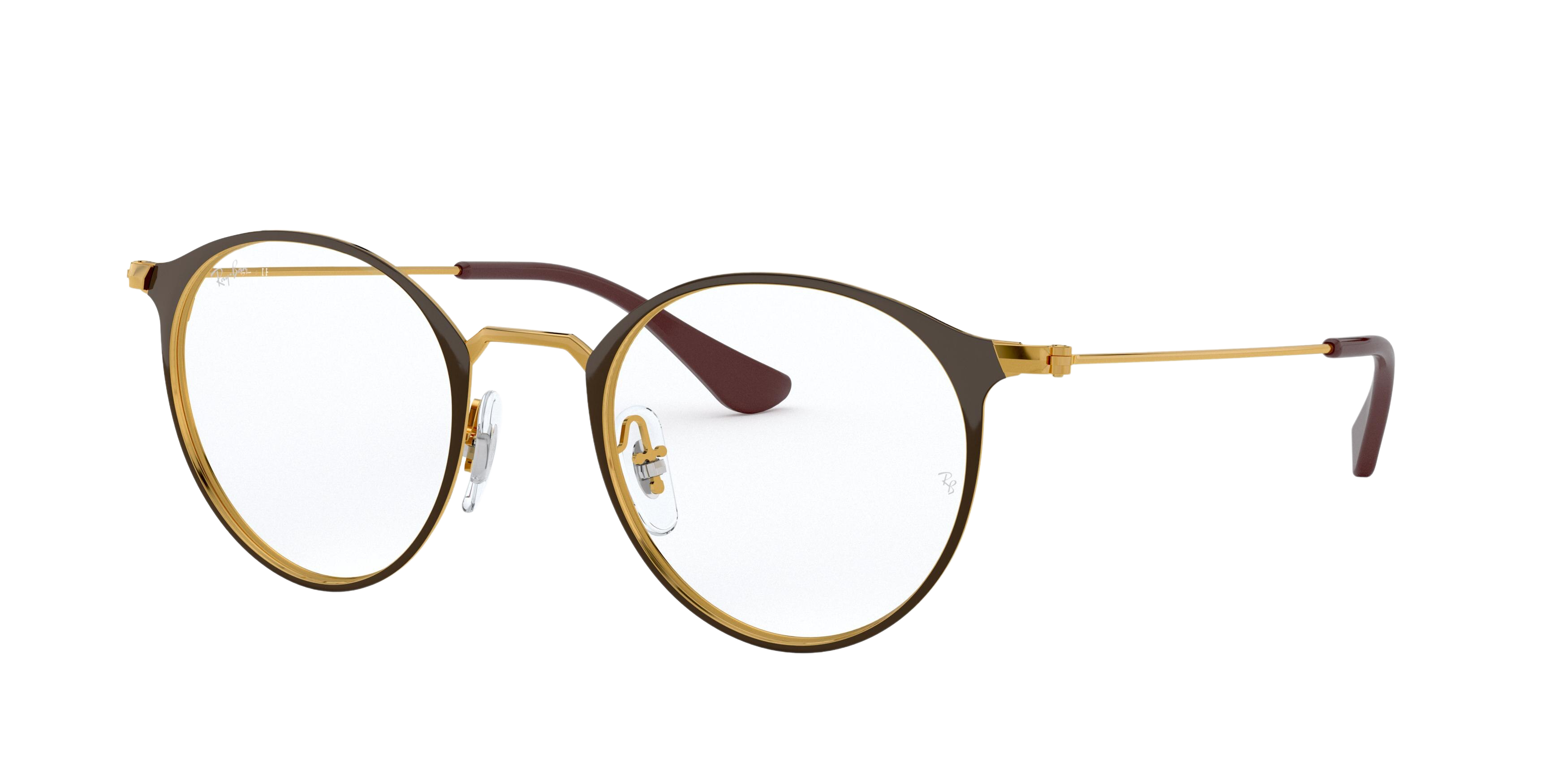 Ray-Ban RX6378 round eyeglasses in Top Brown on Trasp Brown