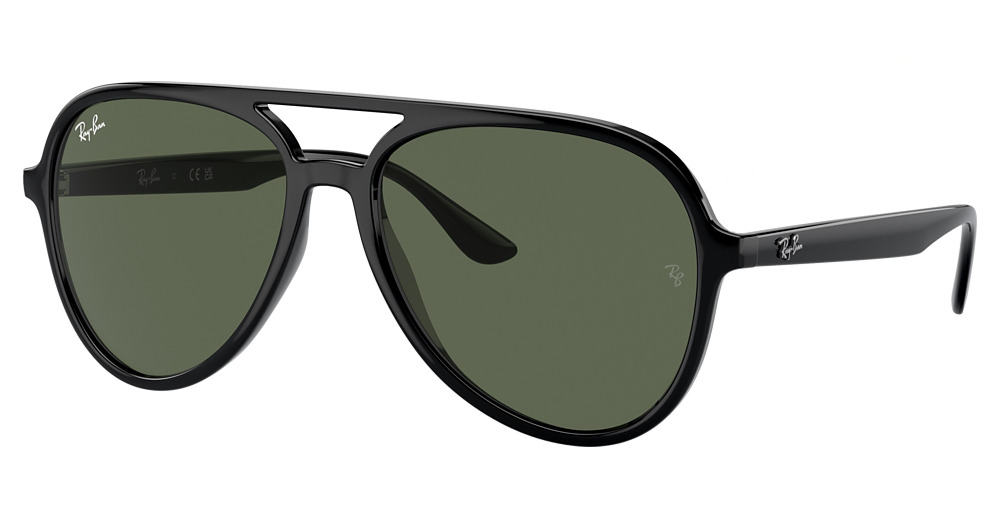 Ray-Ban RB4376F aviator sunglasses in Black/Dark Green