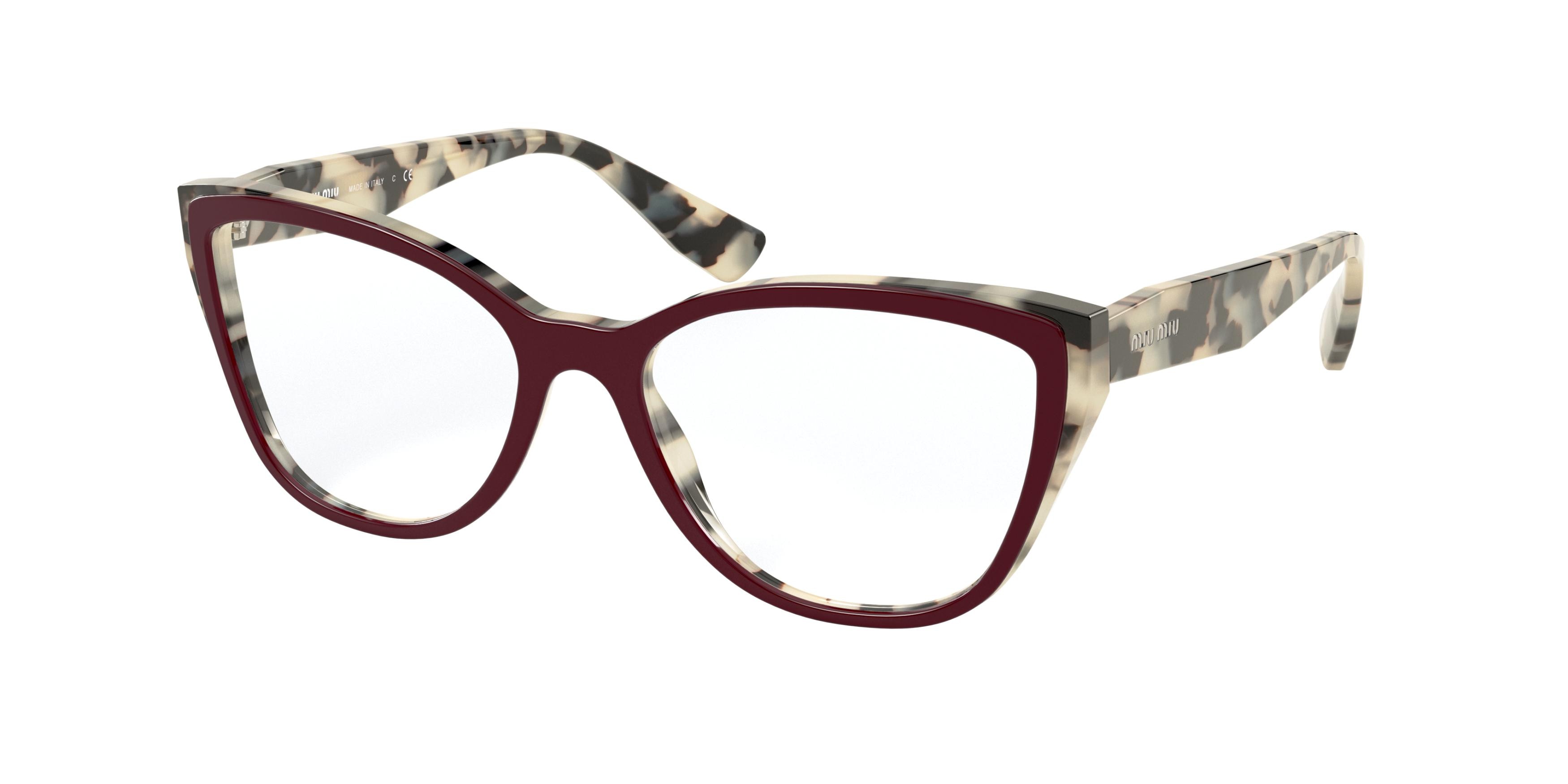 Miu Miu MU 04SVA rectangle eyeglasses in Beige Havana Top Bordeaux