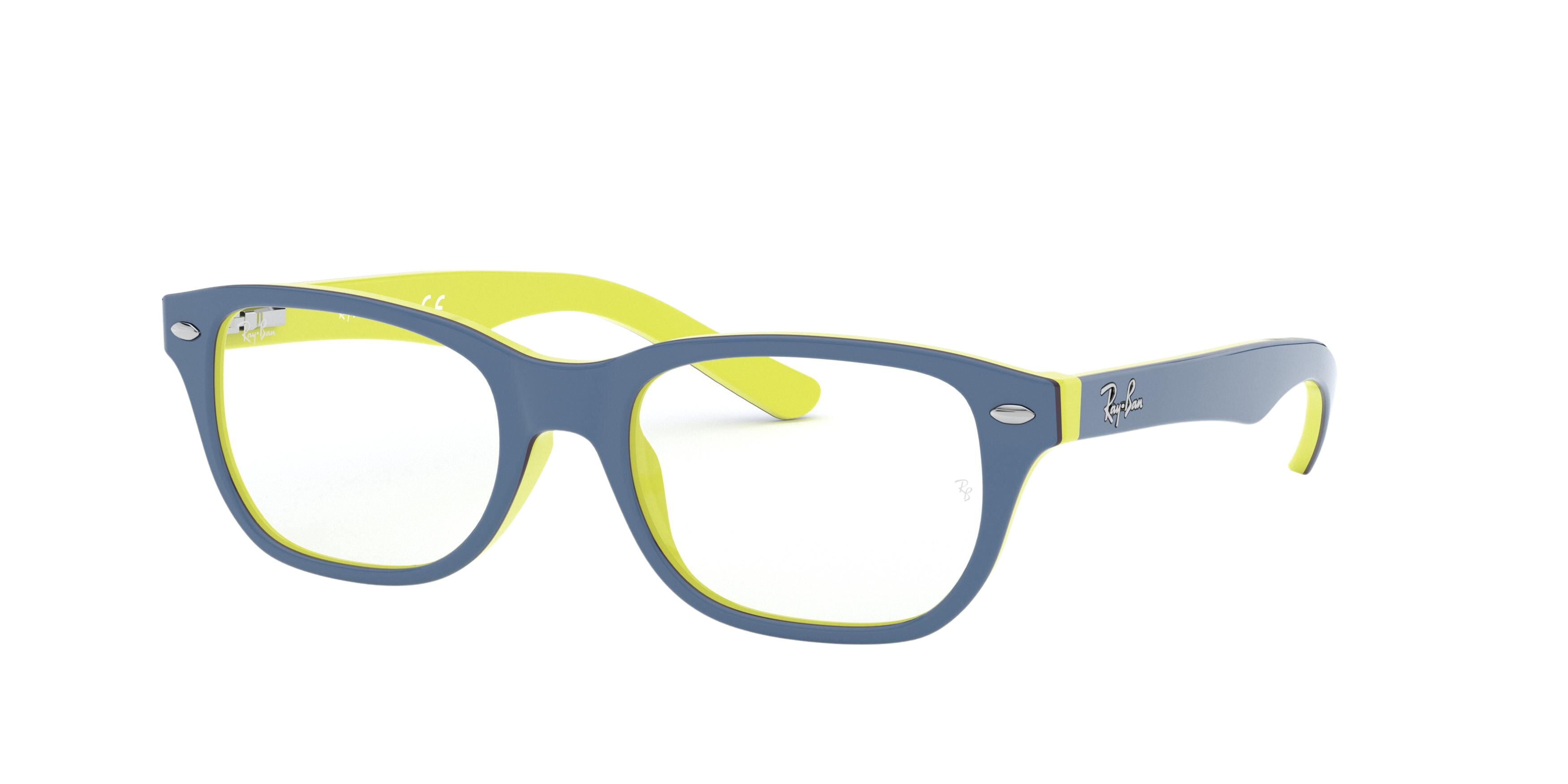 Ray-Ban RY1555 square eyeglasses in Top Blue on Yellow/Black