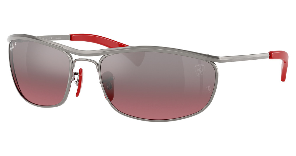 Ray-Ban RB3819M round sunglasses in Gunmetal/Polarized Wine Grad Silver