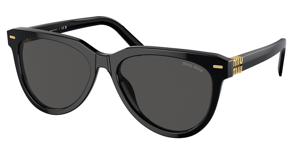 Miu Miu MU 12ZS round sunglasses in Black/Dark Grey