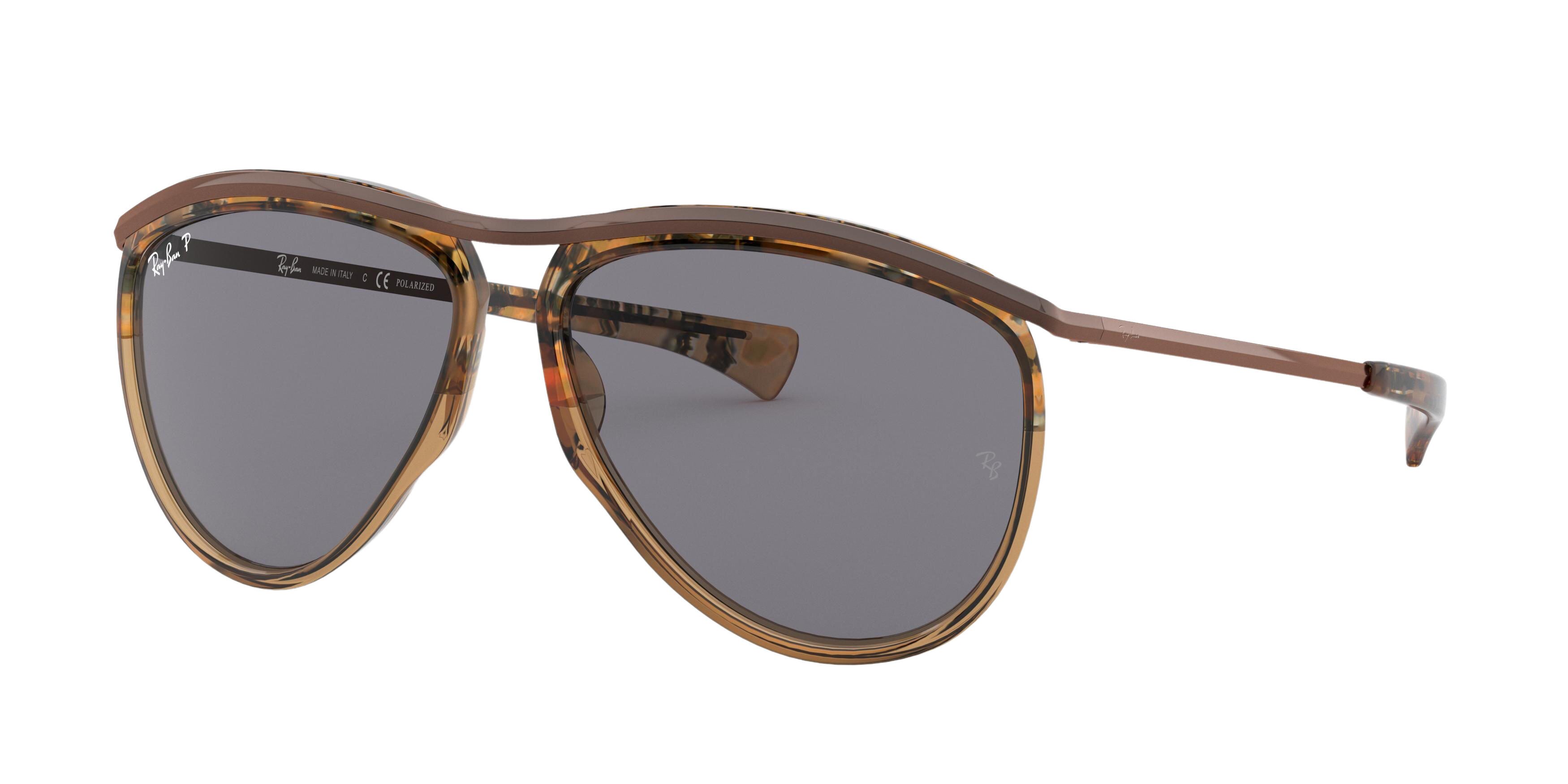 Ray-Ban RB2219 round sunglasses in Grad Havana Brown on Tr Brown