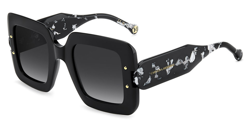 Carolina Herrera HER 0322/S square sunglasses in Black/Dark Grey Shaded