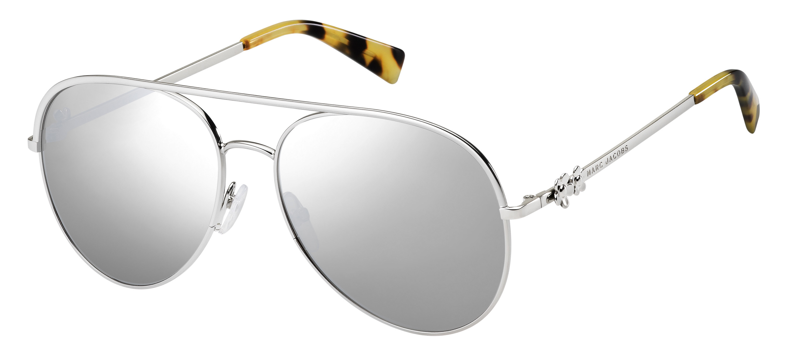 Marc Jacobs Marc Daisy 2/S round sunglasses in Palladium (T4 Silver Mirror)