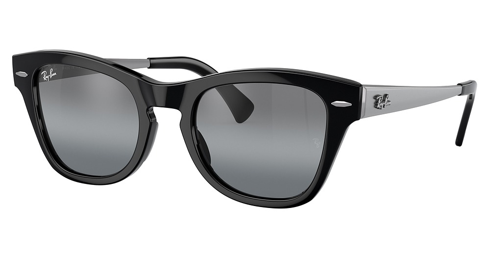 Ray-Ban RB0707SM round sunglasses in Black/Blue Vintage