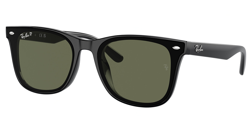 Ray-Ban RB4420 round sunglasses in Black/Dark Green Polarized