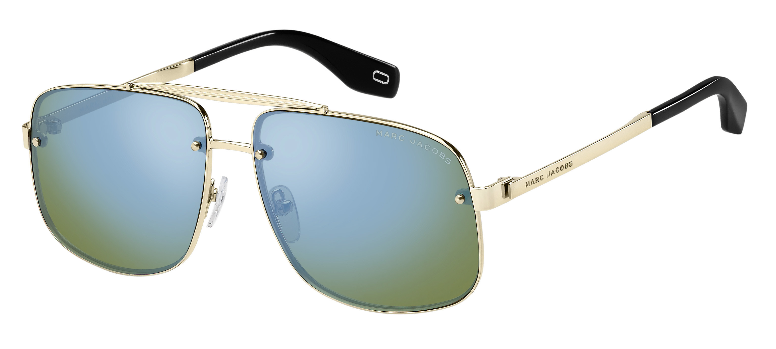 Marc Jacobs Marc 318/S square sunglasses in Lgh Gold (Hz Green Blue Mirror)