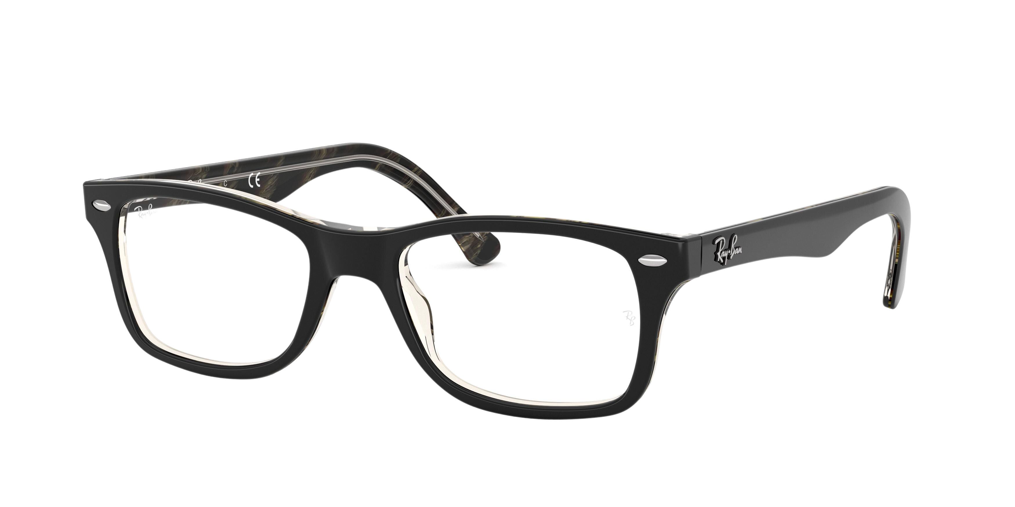 Ray-Ban RX5228 square eyeglasses in Top Black/Dark Brown/Yellow