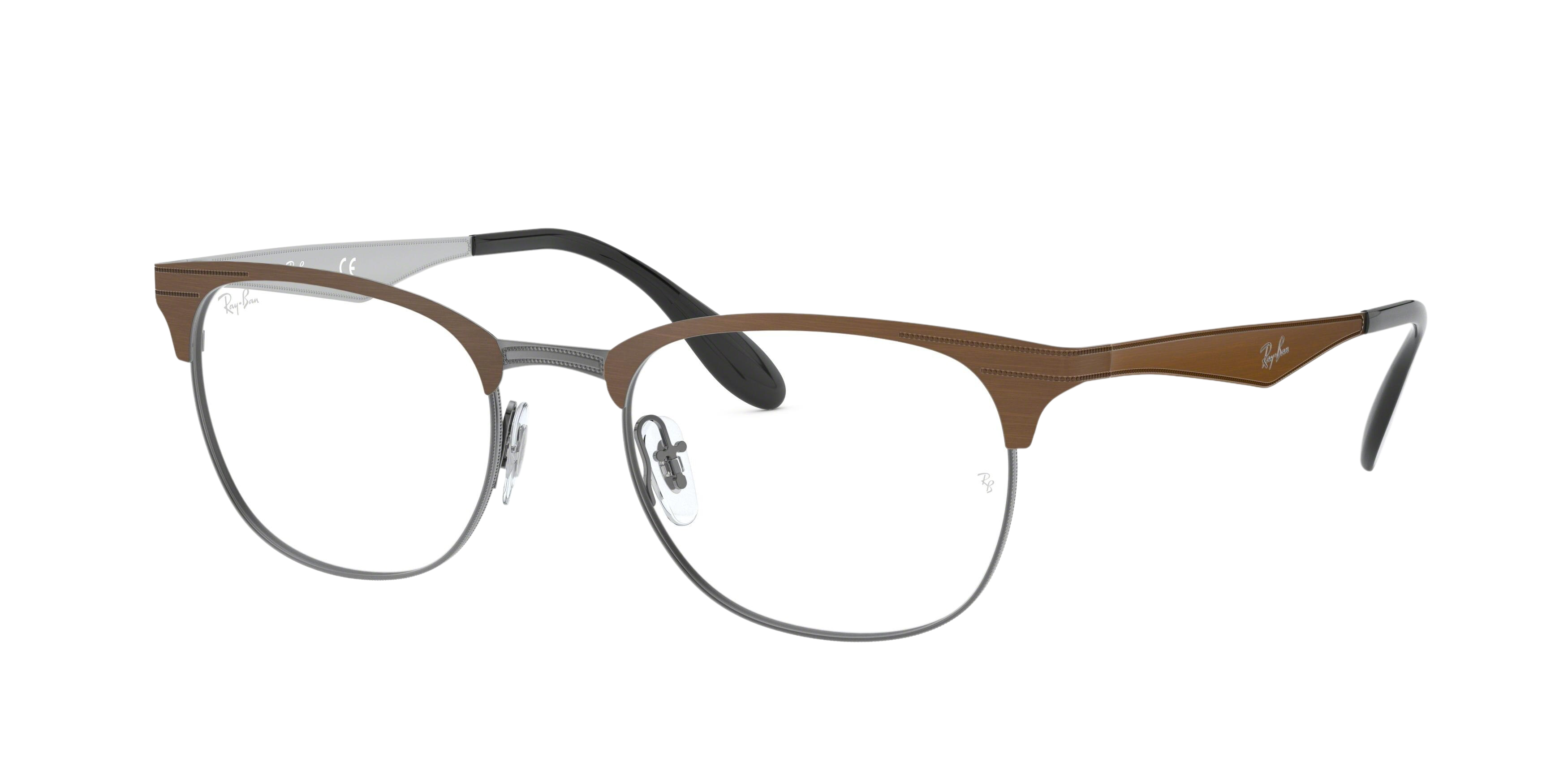 Ray-Ban RX6346 square eyeglasses in Top Brushed Dark Brown on Gunm