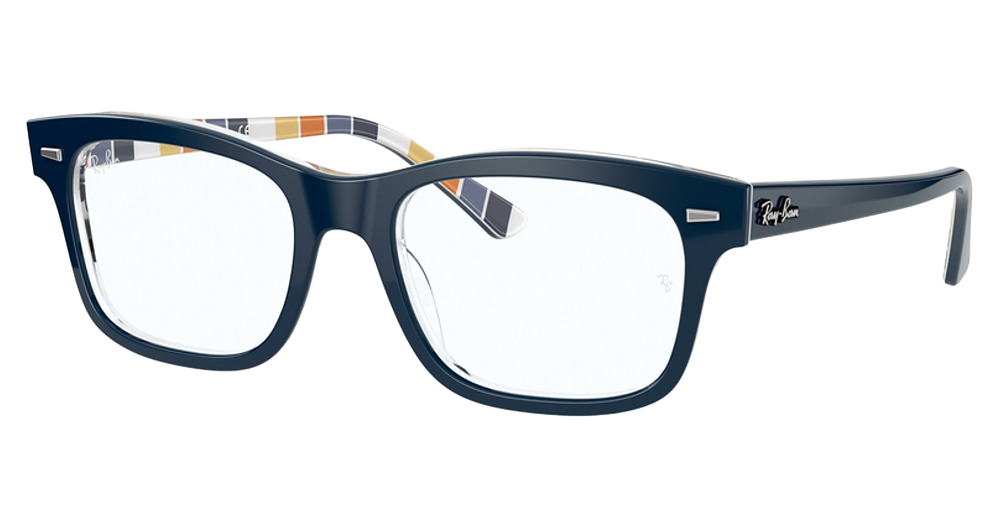 Ray-Ban RX5383 MR BURBANK rectangle eyeglasses in Blue on Stripes Orange/B