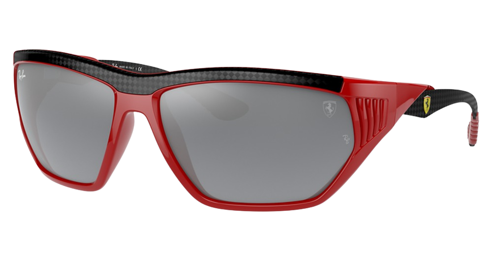 Ray-Ban RB8359M irregular sunglasses in Red/Grey Mirror Silver Gradient
