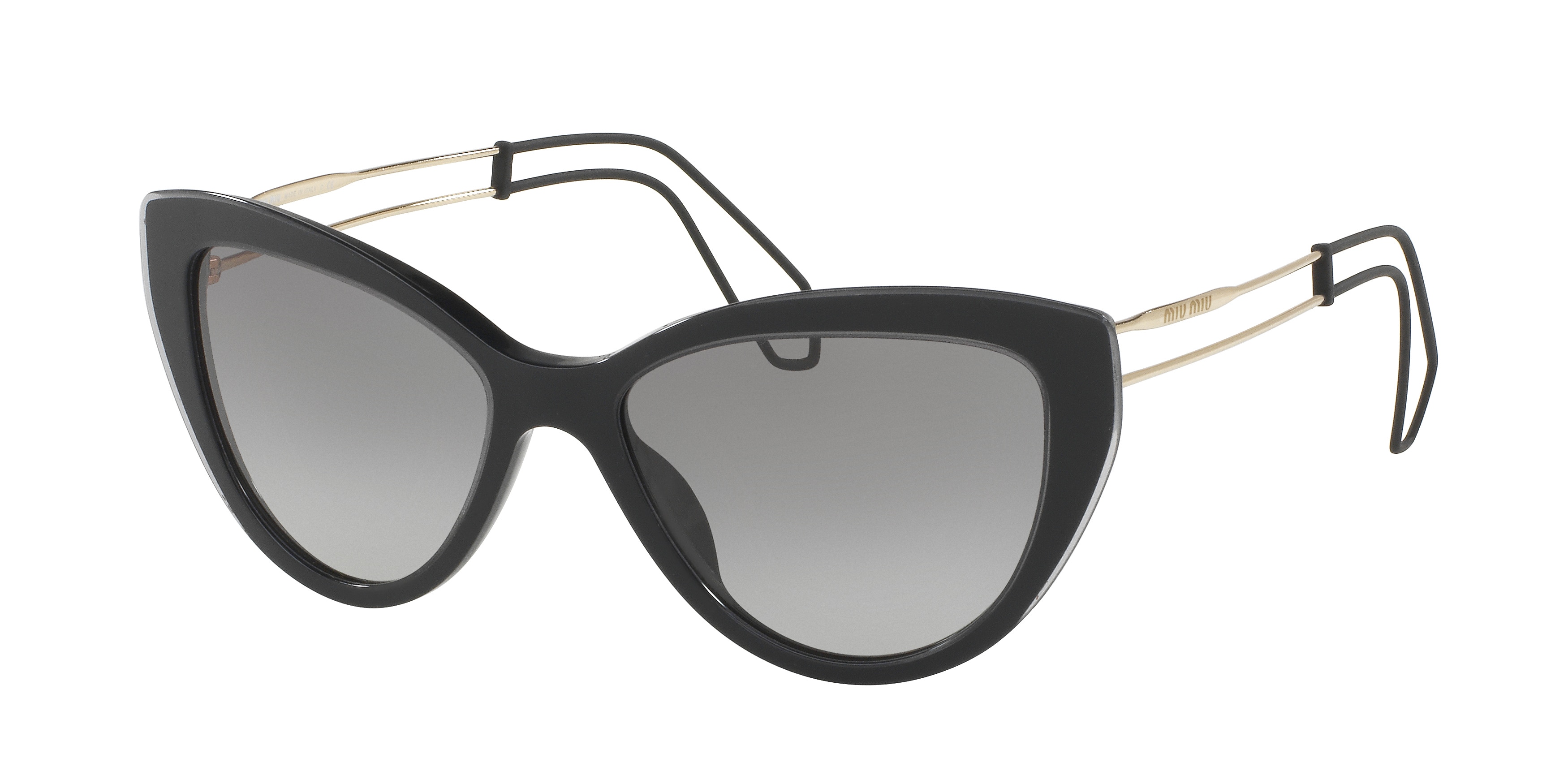 Miu Miu MU 12RSA cateye sunglasses in Black/Grey Transparent