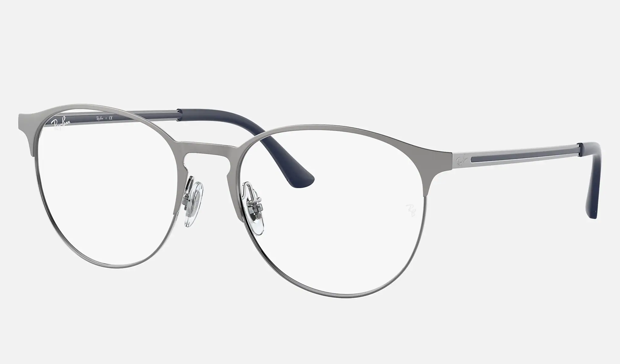 Ray-Ban RX6375F round eyeglasses in Gunmetal Top Blue