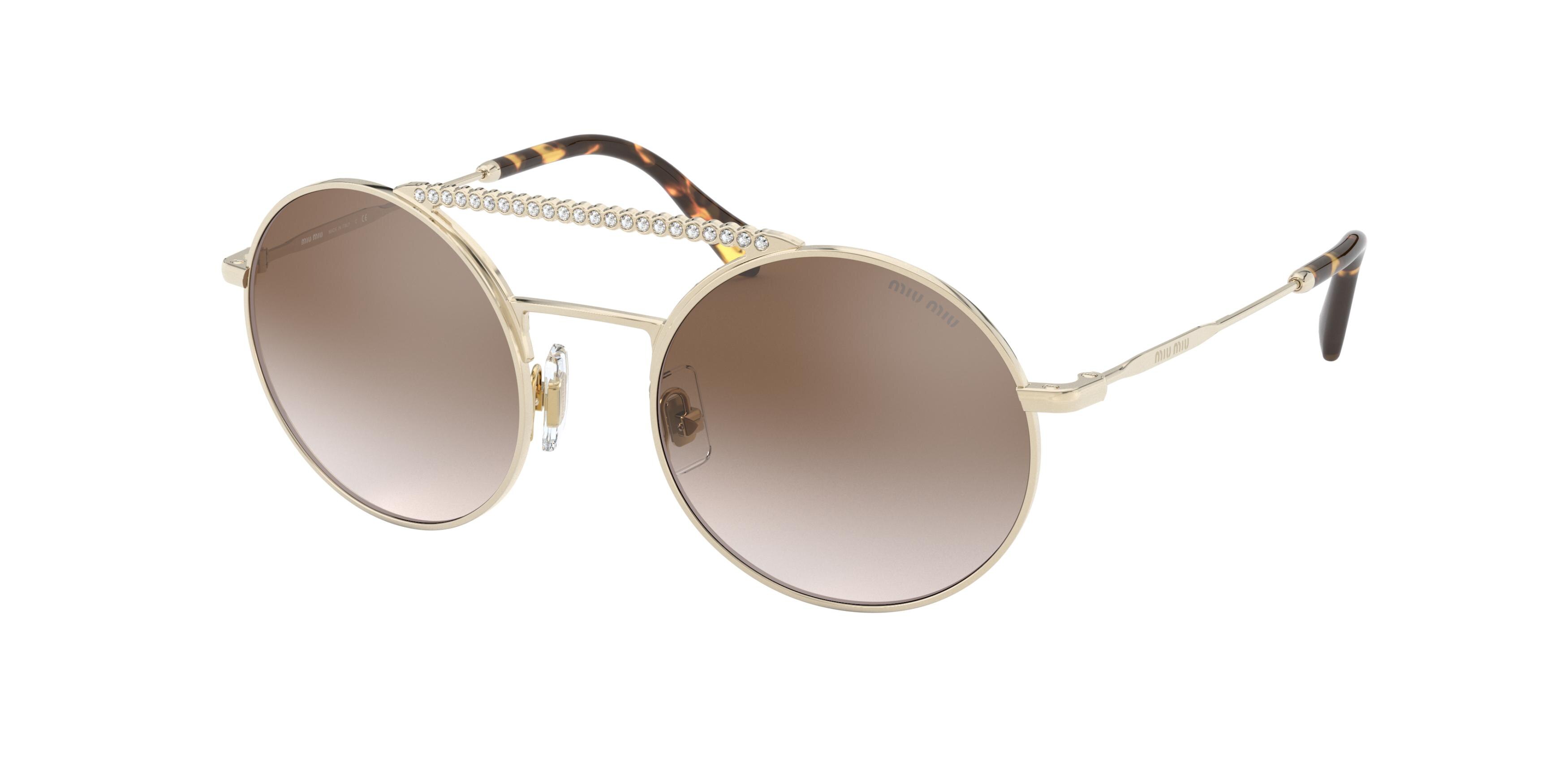 Miu Miu MU 52VS round sunglasses in Zvnqz9 Pale Gold