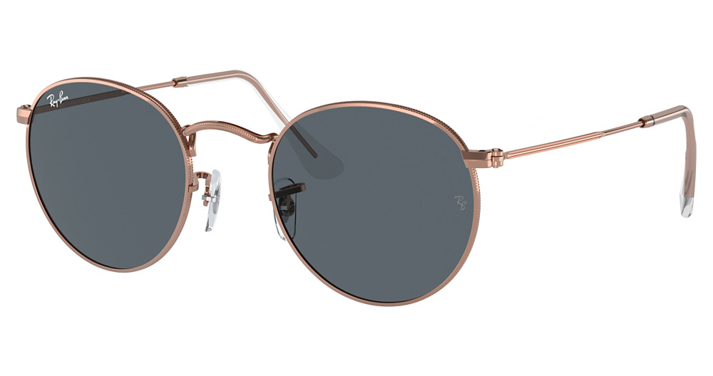 Ray-Ban RB3447 ROUND METAL aviator sunglasses in Rose Gold/Blue