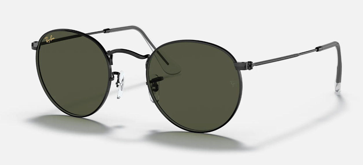 Ray-Ban RB3447 round sunglasses in Polished Black
