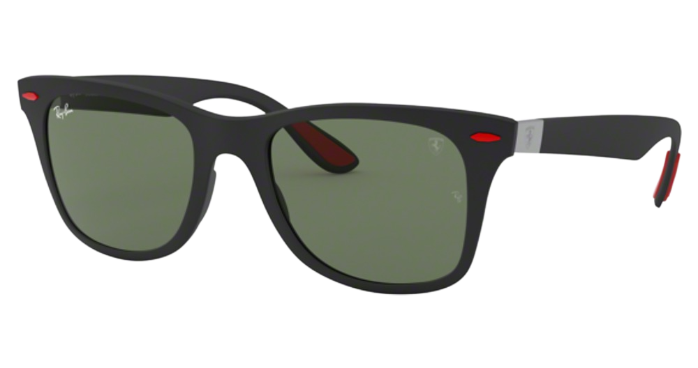 Ray-Ban RB4195M FERRARI round sunglasses in Matte Black/Dark Green