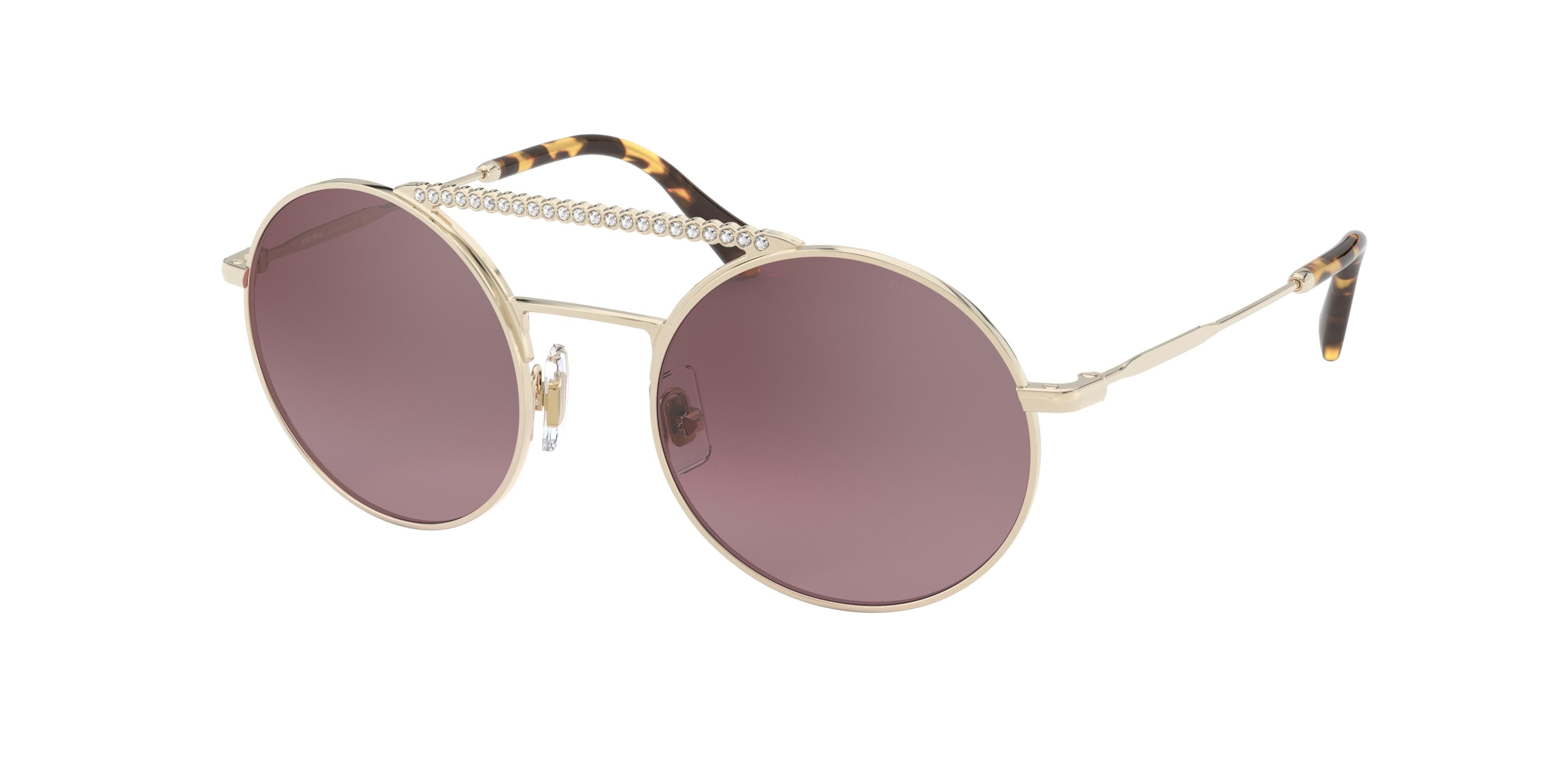 Miu Miu MU 52VS round sunglasses in Zvnteg Pale Gold