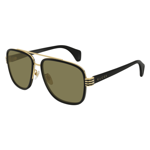 Gucci GG0448S aviator sunglasses in Black Black Brown/Nylon