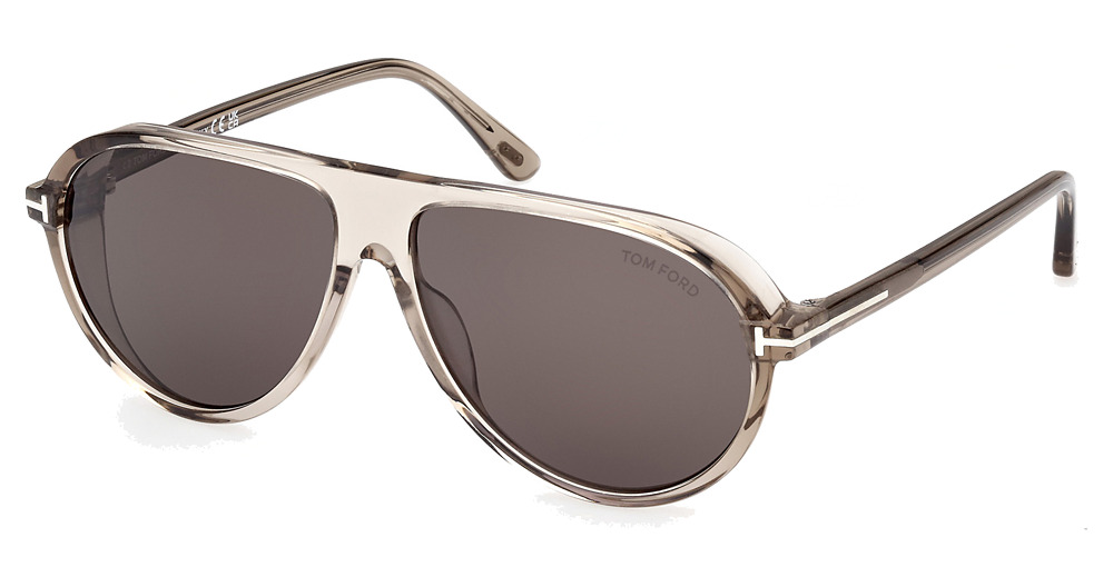 Tom Ford FT1023 aviator sunglasses in Shiny Light Brown/Smoke