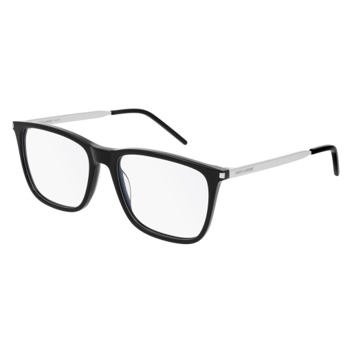 Saint Laurent SL 345 rectangle eyeglasses in Black Silver Transparent