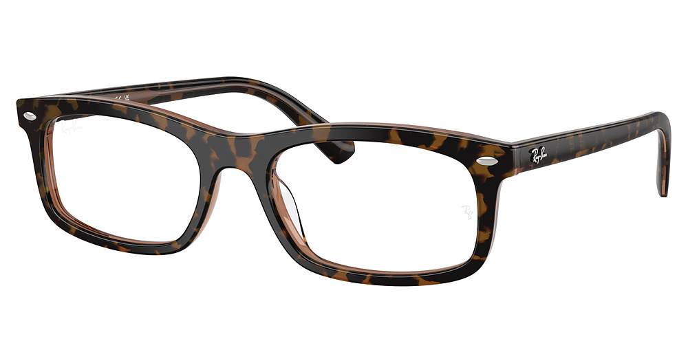Ray-Ban RX5450F rectangle eyeglasses in Havana Brown on Transp.