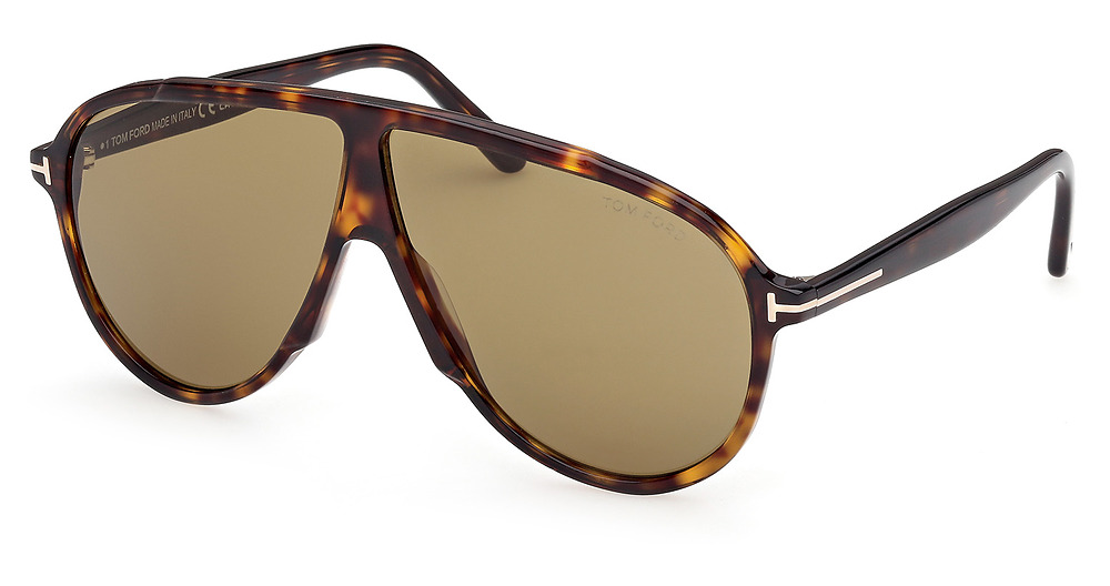 Tom Ford FT1211 aviator sunglasses in Dark Havana/Green
