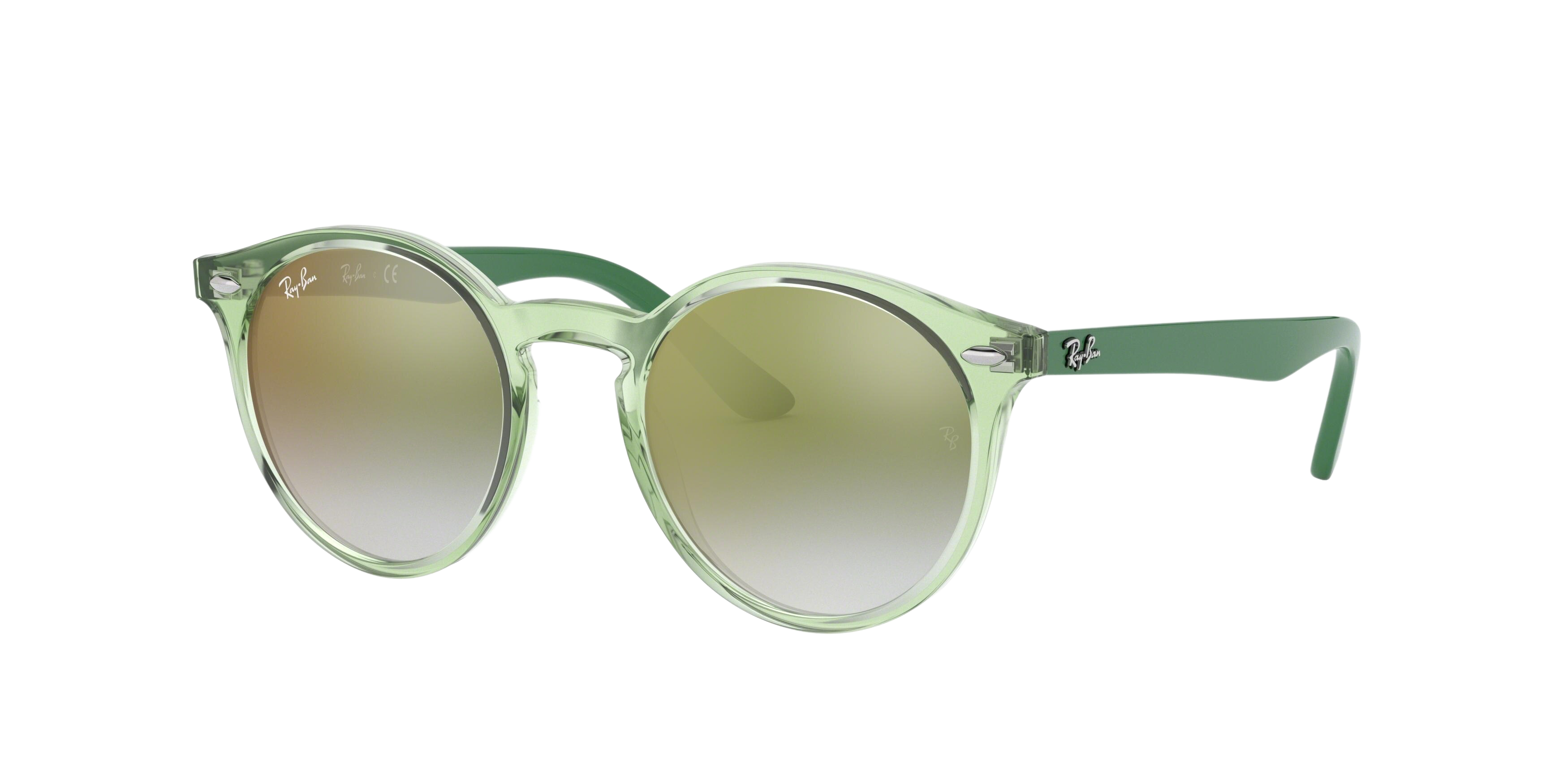 Ray-Ban RJ9064S round sunglasses in Transparent Green